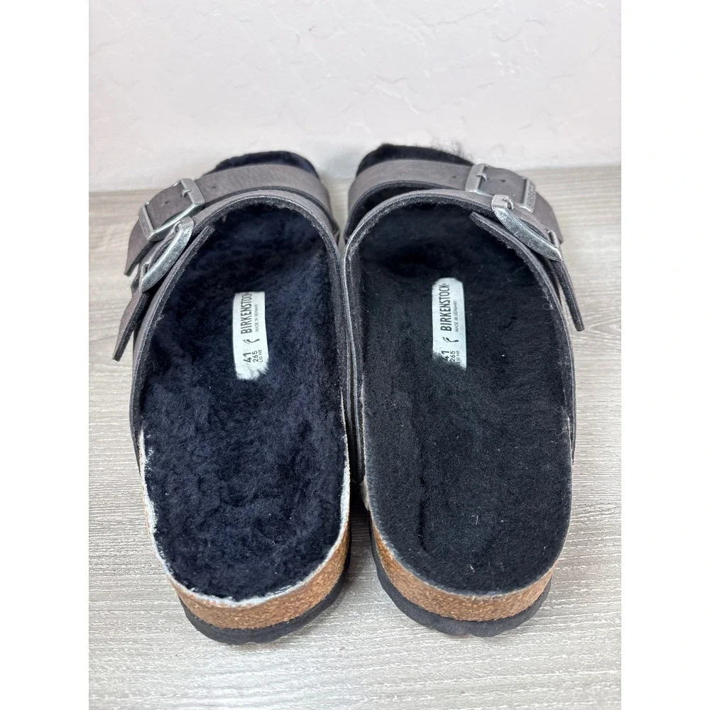 Birkenstock Arizona Shearling Desert Dusk Black Sandals Mens 8‎ Womens 10 EU 41
